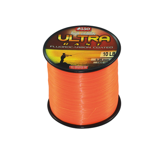ASSO  Ultra Cast Fluorocarbon Fishing Line 10LB orange